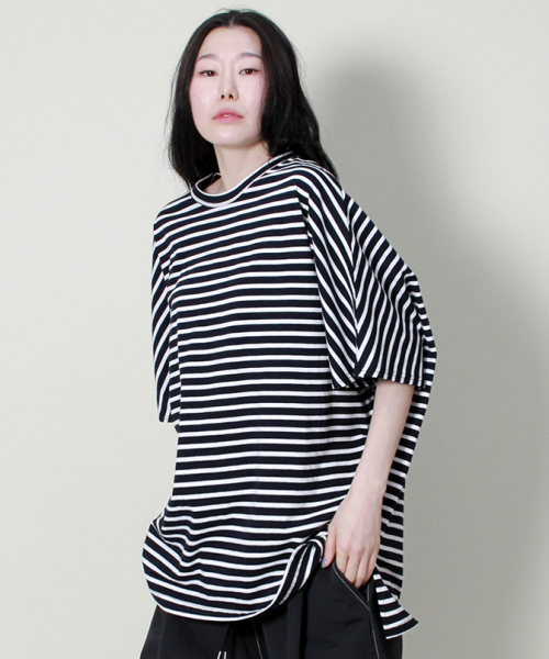 DEMARC(ドゥマーク)の「ルーズフィットフレンチハーフスリーブストライプ(Tシャツ/カットソー・レディース・その他・LARGE/MEDIUM)」の6枚目の写真