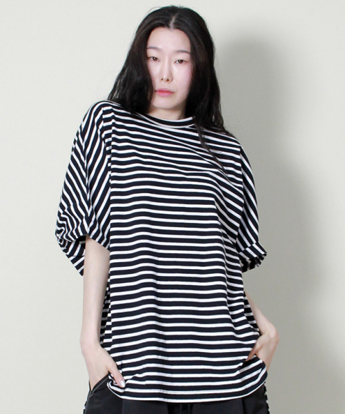 DEMARC(ドゥマーク)の「ルーズフィットフレンチハーフスリーブストライプ(Tシャツ/カットソー・レディース・その他・LARGE/MEDIUM)」の7枚目の写真