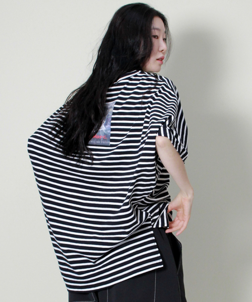 DEMARC(ドゥマーク)の「ルーズフィットフレンチハーフスリーブストライプ(Tシャツ/カットソー・レディース・その他・LARGE/MEDIUM)」の9枚目の写真