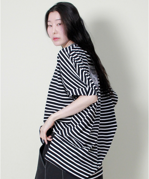 DEMARC(ドゥマーク)の「ルーズフィットフレンチハーフスリーブストライプ(Tシャツ/カットソー・レディース・その他・LARGE/MEDIUM)」の10枚目の写真