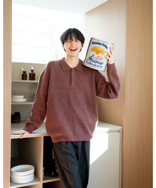 ASTLAY(アストレイ)の「HATCHI Rugby Knit (Lt.Wine.Mel)(ニット/セーター・メンズ・その他・2/3)」の2枚目の写真