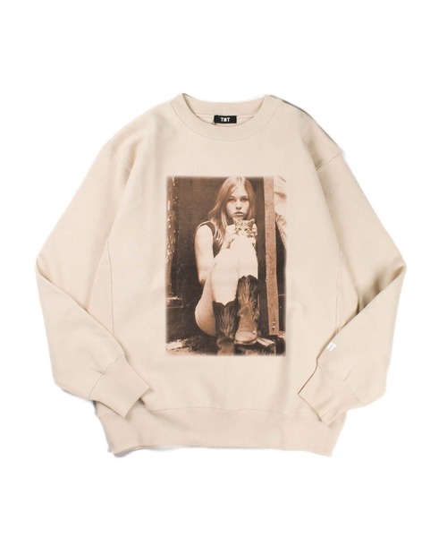 TMT(ティーエムティー)の「【TMT/ティーエムティー】リバースウィーブ スウェットシャツ GIRLS PHOTO(スウェット・メンズ・ベージュ/ブラック・X-LARGE/LARGE/MEDIUM)」の2枚目の写真