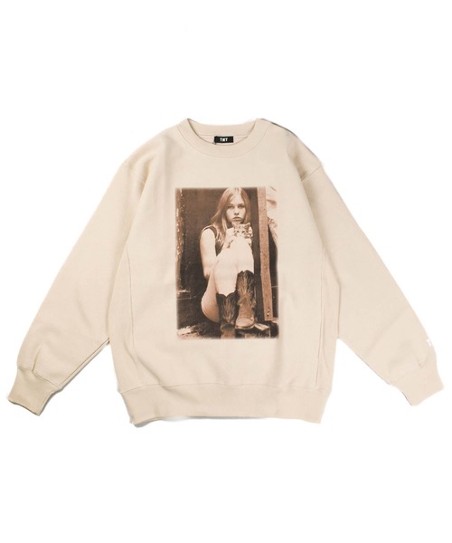 TMT(ティーエムティー)の「【TMT/ティーエムティー】リバースウィーブ スウェットシャツ GIRLS PHOTO(スウェット・メンズ・ベージュ/ブラック・X-LARGE/LARGE/MEDIUM)」の4枚目の写真