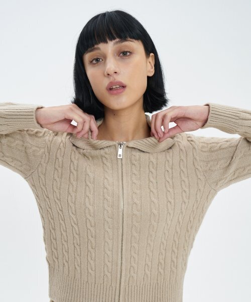 BLOND9(ブロンドナイン)の「フラッフィーケーブルニットジップアップ_サンド(ニット/セーター・レディース・その他・MEDIUM/SMALL)」の5枚目の写真