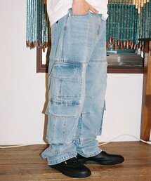 Cavish（カビシ）の「WASHED DENIM CARGO PANTS BLUE(CV2ESUD111A)（デニムパンツ）」
