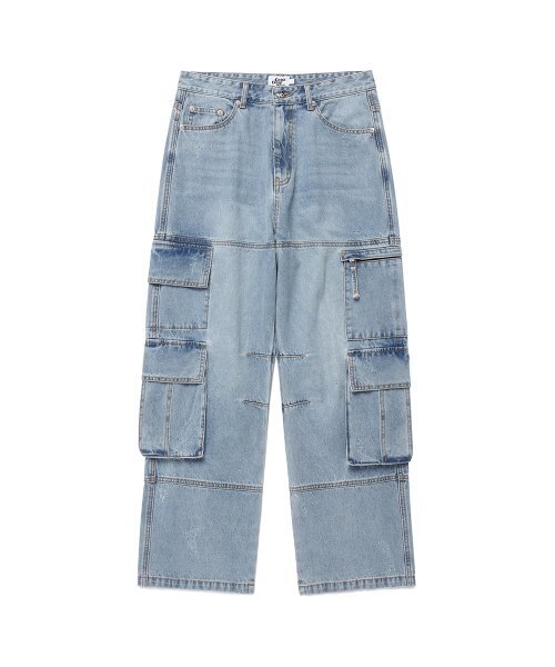 Cavish(カビシ)の「WASHED DENIM CARGO PANTS BLUE(CV2ESUD111A)(デニムパンツ・レディース・ブルー・SMALL/MEDIUM/LARGE)」の2枚目の写真