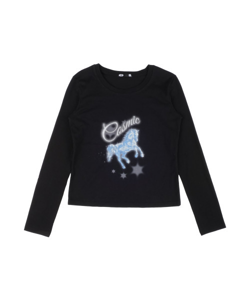 ERTR（イーアールティーアール）の「[ERTR x ニードル]コズミックホース L/S Tシャツ スモールフィット (ブラック)（Tシャツ/カットソー・メンズ・その他・SMALL）」の2枚目の写真