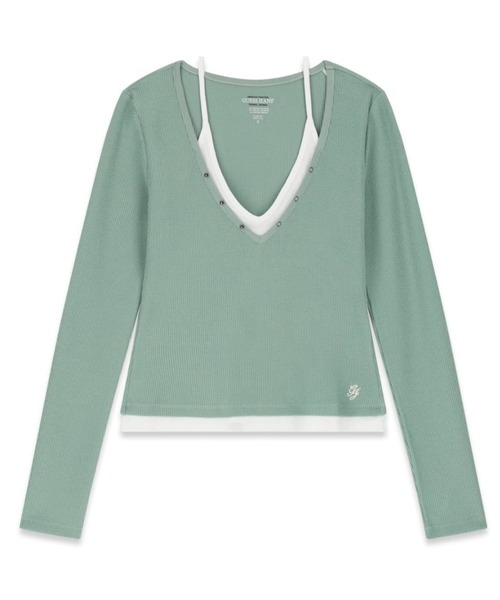 GUESS JEANS Long Sleeves Layered Waffle Top