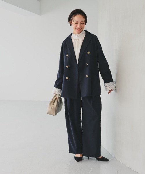 PUAL CE CIN（ピュアルセシン）の「【SMLサイズ展開】【セットアップ対応】TRツータックスラックスパンツ（スラックス・レディース・ブラック/グレー/ネイビー・SMALL/MEDIUM/LARGE）」の3枚目の写真