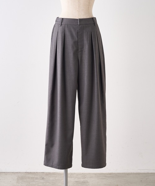 PUAL CE CIN（ピュアルセシン）の「【SMLサイズ展開】【セットアップ対応】TRツータックスラックスパンツ（スラックス・レディース・ブラック/グレー/ネイビー・SMALL/MEDIUM/LARGE）」の6枚目の写真