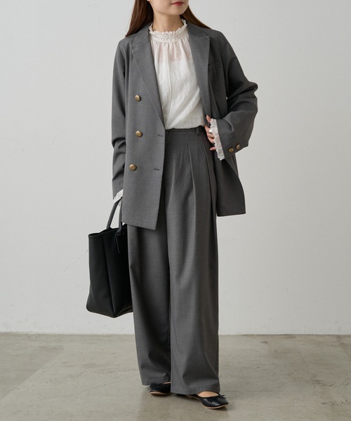 PUAL CE CIN（ピュアルセシン）の「【SMLサイズ展開】【セットアップ対応】TRツータックスラックスパンツ（スラックス・レディース・ブラック/グレー/ネイビー・SMALL/MEDIUM/LARGE）」の5枚目の写真