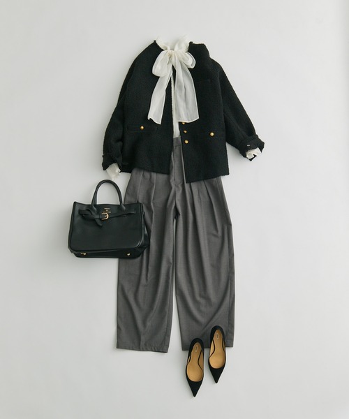 PUAL CE CIN（ピュアルセシン）の「【SMLサイズ展開】【セットアップ対応】TRツータックスラックスパンツ（スラックス・レディース・ブラック/グレー/ネイビー・SMALL/MEDIUM/LARGE）」の20枚目の写真