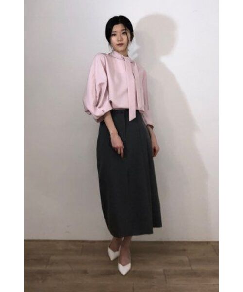 BIBYSEOB（バイバイソプ）の「ボートネックツイストシャツピンク[T41]（シャツ/ブラウス・レディース・ピンク・FREE）」の6枚目の写真