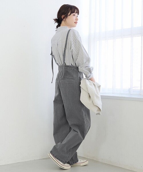 coen（コーエン）の「フロントジップデザインデニムサロペット（サロペット/オーバーオール・レディース・ライトグレー/コバルトブルー・L/M）」の4枚目の写真