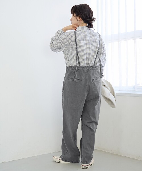 coen（コーエン）の「フロントジップデザインデニムサロペット（サロペット/オーバーオール・レディース・ライトグレー/コバルトブルー・L/M）」の5枚目の写真