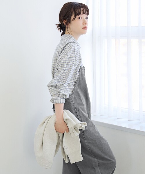 coen（コーエン）の「フロントジップデザインデニムサロペット（サロペット/オーバーオール・レディース・ライトグレー/コバルトブルー・L/M）」の7枚目の写真