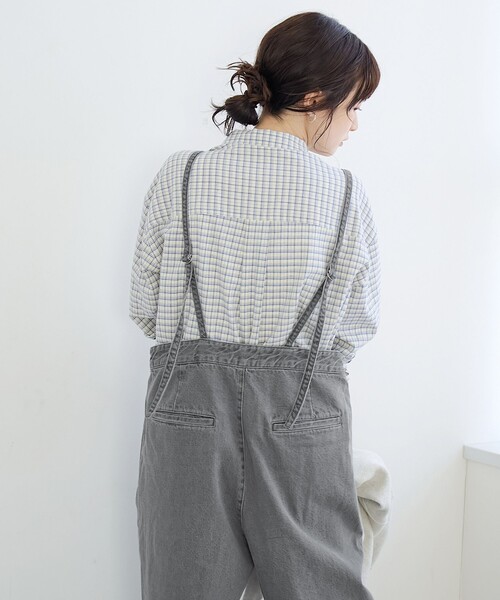 coen（コーエン）の「フロントジップデザインデニムサロペット（サロペット/オーバーオール・レディース・ライトグレー/コバルトブルー・L/M）」の8枚目の写真