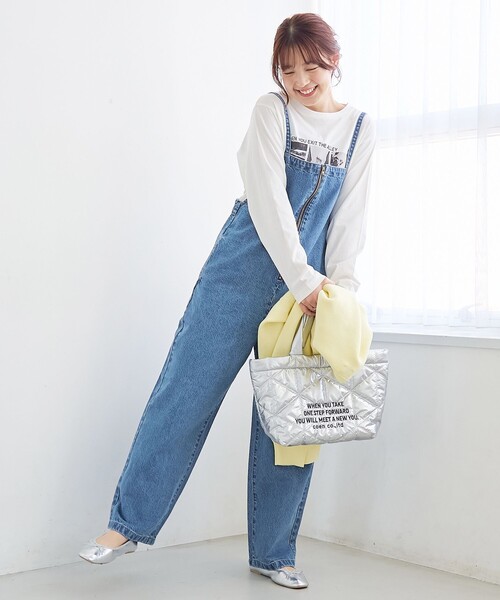 coen（コーエン）の「フロントジップデザインデニムサロペット（サロペット/オーバーオール・レディース・ライトグレー/コバルトブルー・L/M）」の9枚目の写真