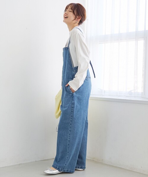 coen（コーエン）の「フロントジップデザインデニムサロペット（サロペット/オーバーオール・レディース・ライトグレー/コバルトブルー・L/M）」の10枚目の写真