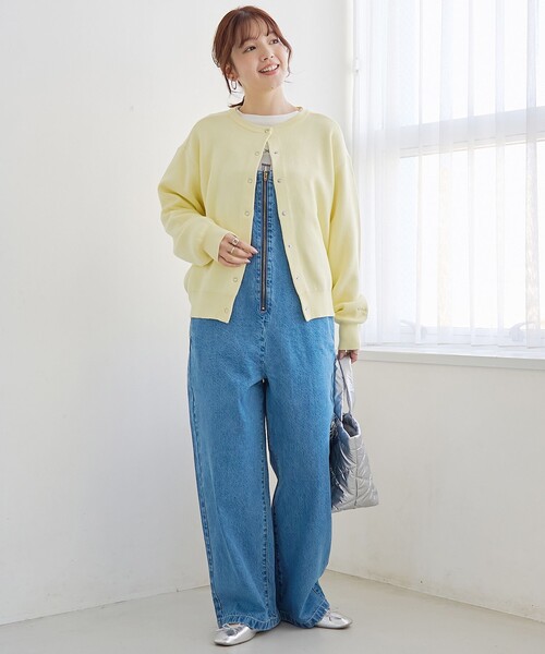 coen（コーエン）の「フロントジップデザインデニムサロペット（サロペット/オーバーオール・レディース・ライトグレー/コバルトブルー・L/M）」の12枚目の写真