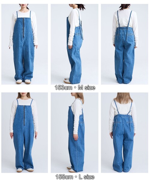 coen（コーエン）の「フロントジップデザインデニムサロペット（サロペット/オーバーオール・レディース・ライトグレー/コバルトブルー・L/M）」の15枚目の写真