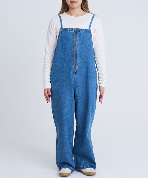 coen（コーエン）の「フロントジップデザインデニムサロペット（サロペット/オーバーオール・レディース・ライトグレー/コバルトブルー・L/M）」の16枚目の写真