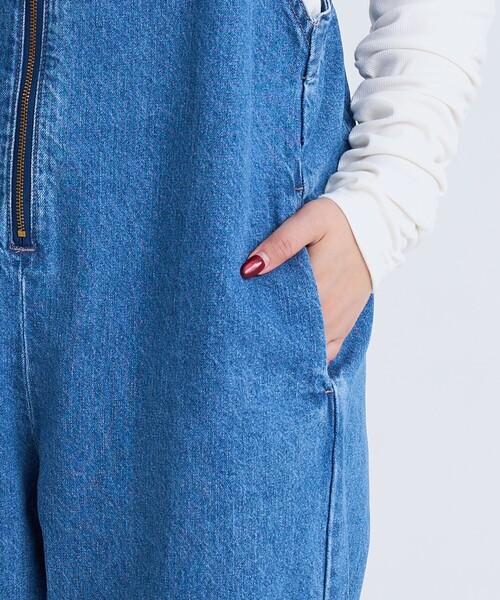 coen（コーエン）の「フロントジップデザインデニムサロペット（サロペット/オーバーオール・レディース・ライトグレー/コバルトブルー・L/M）」の21枚目の写真