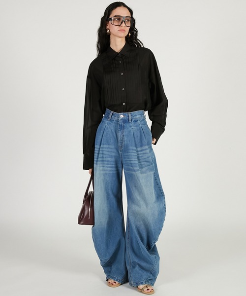 PRANK PROJECT（プランクプロジェクト）の「【2026Spring Pre-Order】ドレープデニムパンツ / Drape Denim Pants（デニムパンツ・レディース・ブルー/ブラック・34/36/38）」の8枚目の写真