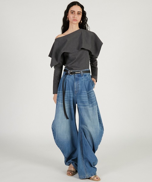 PRANK PROJECT（プランクプロジェクト）の「【2026Spring Pre-Order】ドレープデニムパンツ / Drape Denim Pants（デニムパンツ・レディース・ブルー/ブラック・34/36/38）」の9枚目の写真