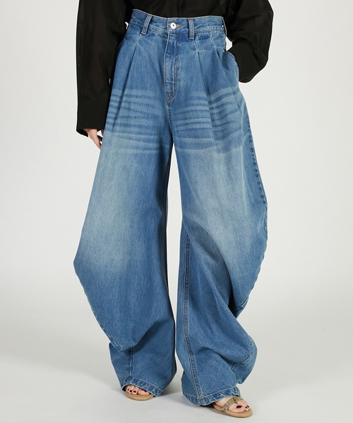 PRANK PROJECT（プランクプロジェクト）の「【2026Spring Pre-Order】ドレープデニムパンツ / Drape Denim Pants（デニムパンツ・レディース・ブルー/ブラック・34/36/38）」の14枚目の写真