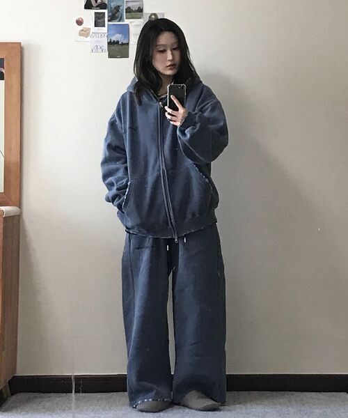 TEN PAST SEVEN(テン ファスト セブン)の「ヴィンテージウォッシングピグメントワイドパンツ - デニム(スウェットパンツ・メンズ・その他・SMALL/LARGE/Lsize/Ssize)」の13枚目の写真