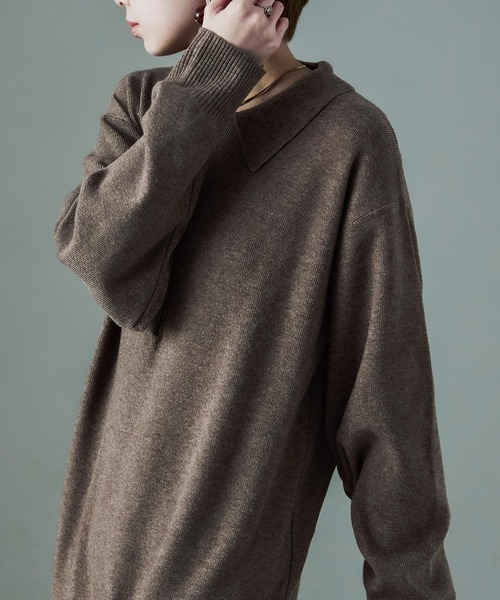 Fashion Letter(ファッションレター)の「衿付き シャツニットワンピース(ワンピース・レディース・ブラック/グレー/ブラウン・M)」の13枚目の写真