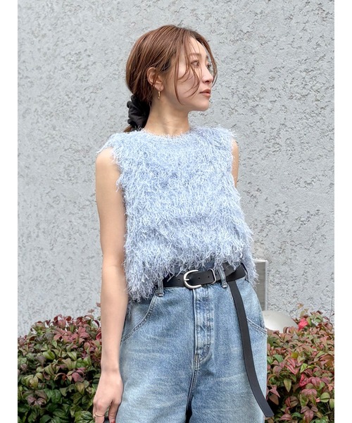 Ungrid（アングリッド）の「フェザーヤーンニットベスト（ニット/セーター・レディース・オフホワイト/ブルー/ブラック・FREE）」の3枚目の写真