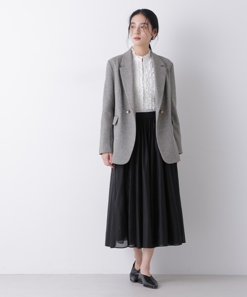 NANO universe（ナノユニバース）の「ツイーディーカルゼテーラードダブルジャケット（テーラードジャケット・レディース・ダークネイビー/グレー・S/M）」の6枚目の写真