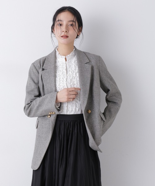 NANO universe（ナノユニバース）の「ツイーディーカルゼテーラードダブルジャケット（テーラードジャケット・レディース・ダークネイビー/グレー・S/M）」の4枚目の写真