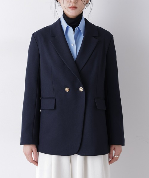 NANO universe（ナノユニバース）の「ツイーディーカルゼテーラードダブルジャケット（テーラードジャケット・レディース・ダークネイビー/グレー・S/M）」の18枚目の写真