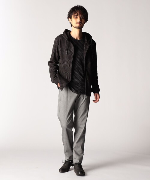 NICOLE CLUB FOR MEN（ニコルクラブフォーメン）の「ジオメトリックジャガードフードパーカー（パーカー・メンズ・オフホワイト/ブラック×グレー/ブルー系・MEDIUM/LARGE/X-LARGE）」の15枚目の写真