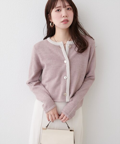 natural couture(ナチュラルクチュール)の「微配色ニットカーディガン(カーディガン/ボレロ・レディース・ミント/ブラック/グレイッシュベージュ/アイボリー・FREE)」の3枚目の写真