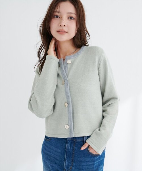 natural couture(ナチュラルクチュール)の「微配色ニットカーディガン(カーディガン/ボレロ・レディース・ミント/ブラック/グレイッシュベージュ/アイボリー・FREE)」の14枚目の写真