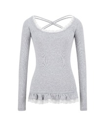 silent(and)（サイレントアンド）の「Lace Ribbon Rib Long Sleeve（Tシャツ/カットソー）」