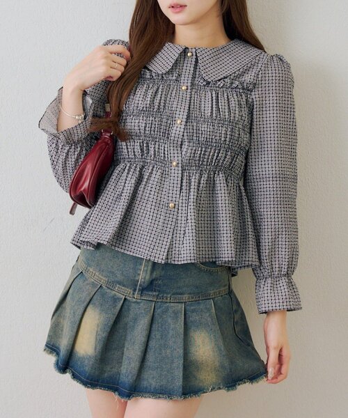 Another Branch olive des olive（アナザーブランチオリーブデオリーブ）の「シャーリング衿付ブラウス（シャツ/ブラウス・レディース・その他2/ブラック/その他1/オフホワイト・FREE）」の3枚目の写真