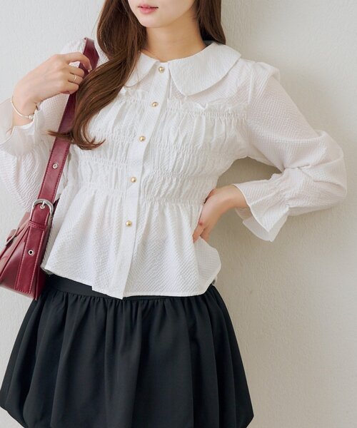 Another Branch olive des olive（アナザーブランチオリーブデオリーブ）の「シャーリング衿付ブラウス（シャツ/ブラウス・レディース・その他2/ブラック/その他1/オフホワイト・FREE）」の16枚目の写真