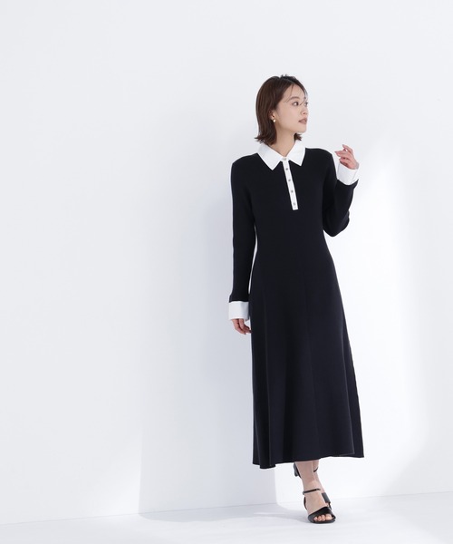 NATURAL BEAUTY BASIC（ナチュラルビューティーベーシック）の「◇襟付きリブニットワンピース（ワンピース・レディース・ブラック系その他/グレー系その他/ブルー系その他6・MEDIUM/P/S）」の10枚目の写真