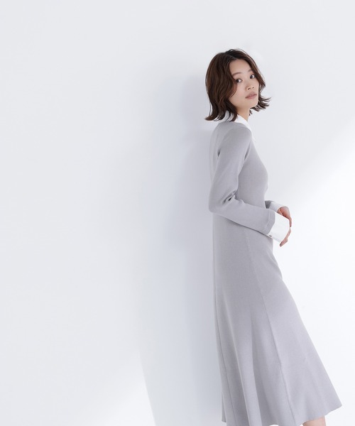 NATURAL BEAUTY BASIC（ナチュラルビューティーベーシック）の「◇襟付きリブニットワンピース（ワンピース・レディース・ブラック系その他/グレー系その他/ブルー系その他6・MEDIUM/P/S）」の18枚目の写真