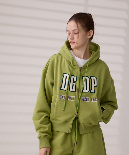 DANGLEDROP（ダングルドロップ）の「DGDPアップリケクロップフードジップオリーブグリーン（パーカー・レディース・その他・S/M）」の5枚目の写真