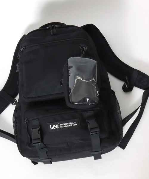 Lee(リー)の「Lee/リー 撥水 ロゴ ワンポイント刺繍 ポーチ付き バックル バックパック/リュックサック/大容量 約17L/レディース メンズ(バックパック/リュック・レディース・ブラック・FREE)」の19枚目の写真