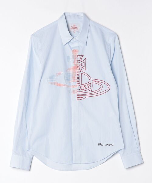 Vivienne Westwood MAN(ヴィヴィアンウエストウッドマン)の「HALF AND HALF ORB クラシックシャツ(シャツ/ブラウス・メンズ・ブルー/ブラック/ホワイト・M/L/S/XL)」の3枚目の写真