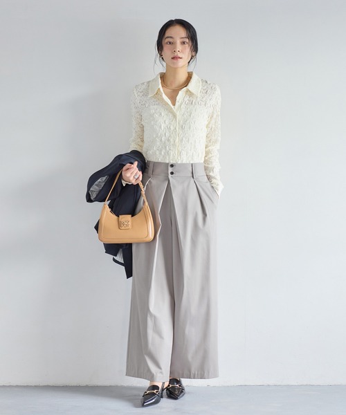 VIS（ビス）の「フロントタックデザインワイドパンツ（その他パンツ・レディース・ライトグレー/ベージュ・S/M）」の7枚目の写真