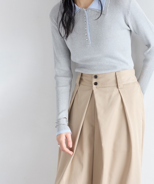 VIS（ビス）の「フロントタックデザインワイドパンツ（その他パンツ・レディース・ライトグレー/ベージュ・S/M）」の12枚目の写真