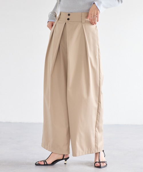 VIS（ビス）の「フロントタックデザインワイドパンツ（その他パンツ・レディース・ライトグレー/ベージュ・S/M）」の9枚目の写真